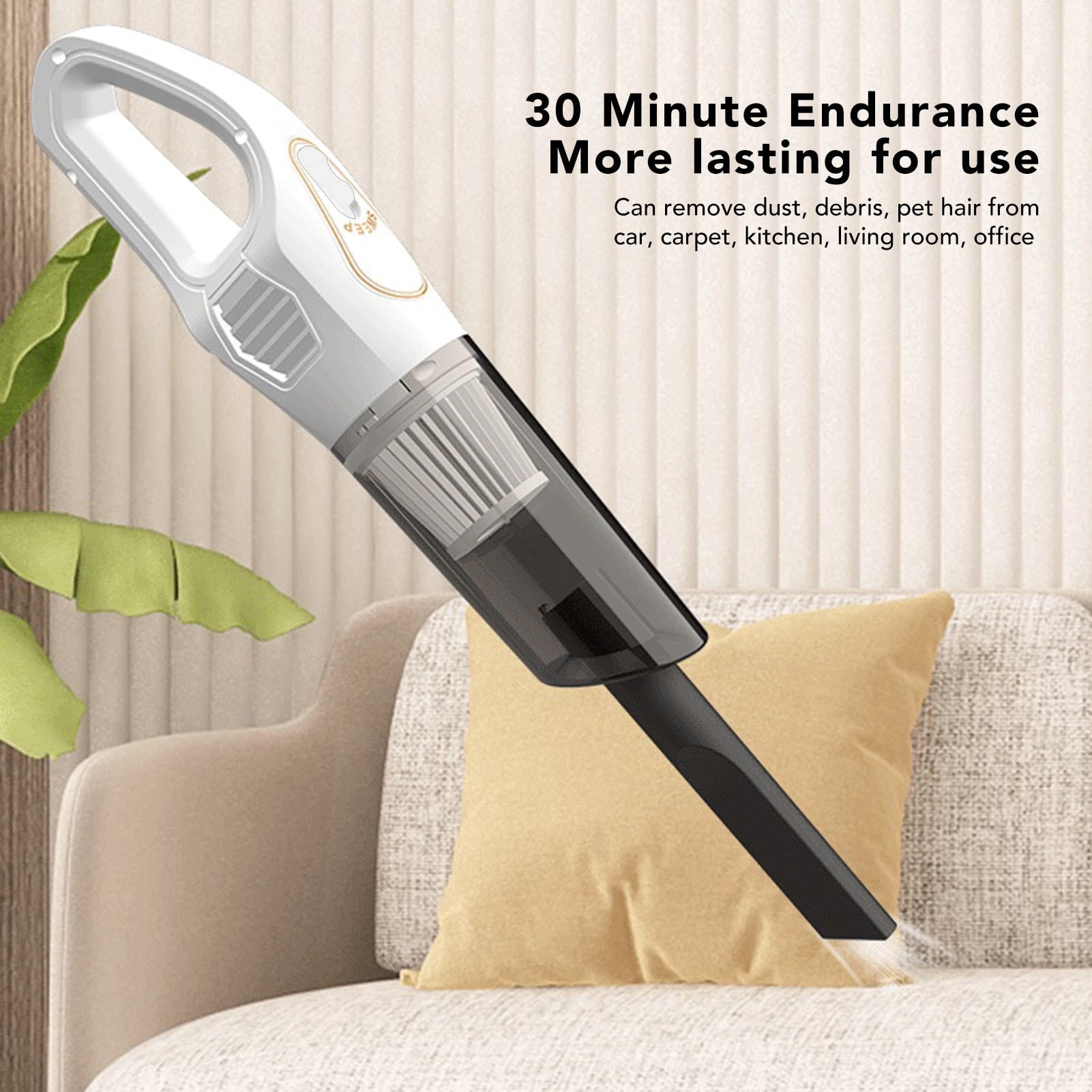 YAHHU 120W Cordless Handheld Vacuum – 10,000 PA USB‑Rechargeable, Quiet Portable Cleaner for Car, Kitchen, Carpet & Pet Hair