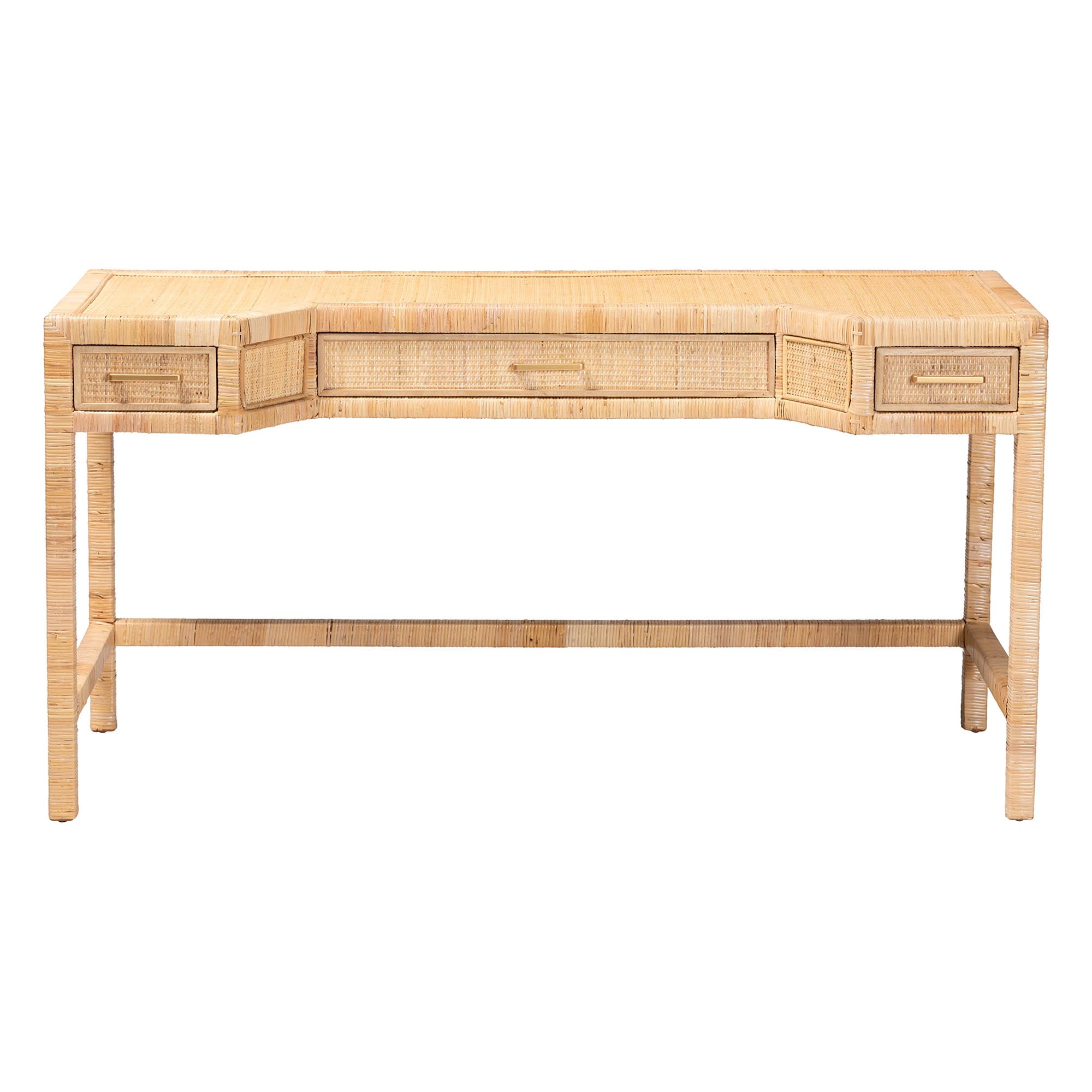 bali & pari Kalimantan Boho Desk, 3-Drawer, Natural