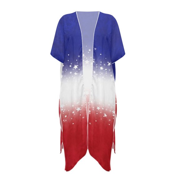 HELLHERO Polyester Bathing Suit Cover Up for Summer Long Quick Dry Heart American Flag