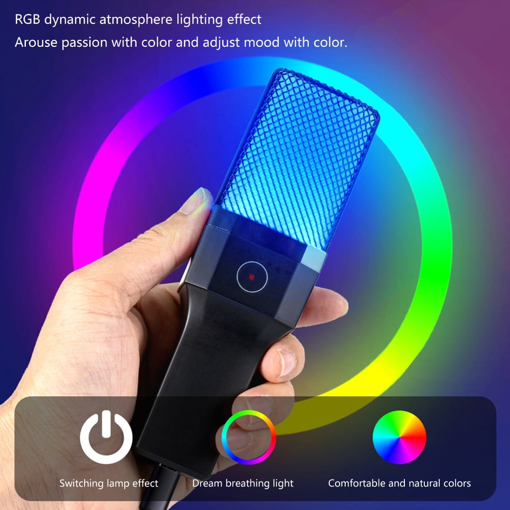 Noise Cancelling USB Condenser Microphone with Colorful Stand for Online Teaches