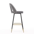 thumbnail image 4 of Bar Stools Velvet Upholstered Barstools with Back Bar Chairs 30 inch Seat Height for Kitchen Bar Living Room(Gray,Set of 2), 4 of 8