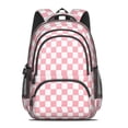 thumbnail image 2 of Pink and White Checkered Pattern Backpack for School, Cute School Bag with Adjustable Shoulder Straps and Padded Back, 16.9"x12.6"x5.9", 2 of 5