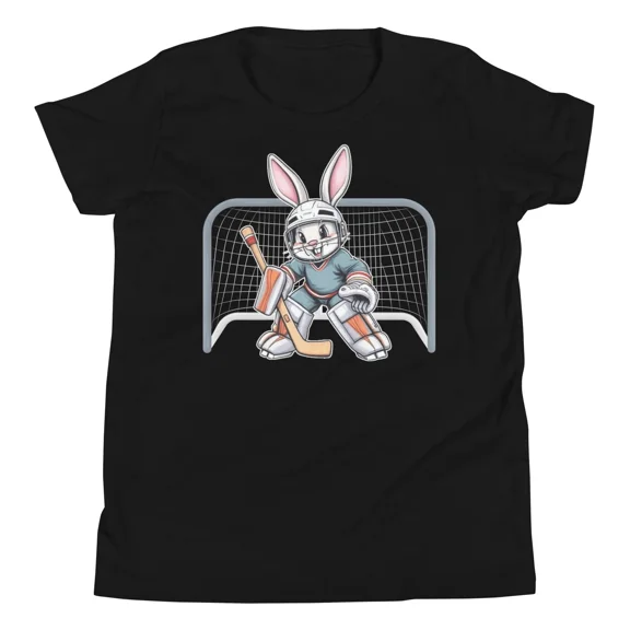 Bunny Hockey Goalie Easter Sports Costume Comedy Youth Unisex T-Shirt up to size 5XL