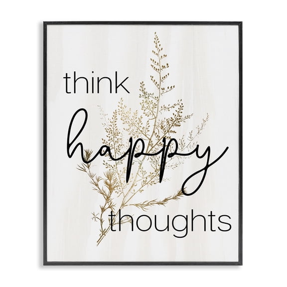 Stupell Industries Shabby Chic Think Happy Thoughts Botanical Black Framed Giclee Art, 11 x 14, by Lil' Rue