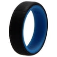 thumbnail image 1 of Anillo de boda de silicona de 2 capas con cepillo de 6 mm - Azul-negro de ROQ para hombres - Anillo de 8 mm, 1 of 1