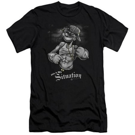 Popeye-Situation Short Sleeve Adult 30-1 Tee, Black - Small