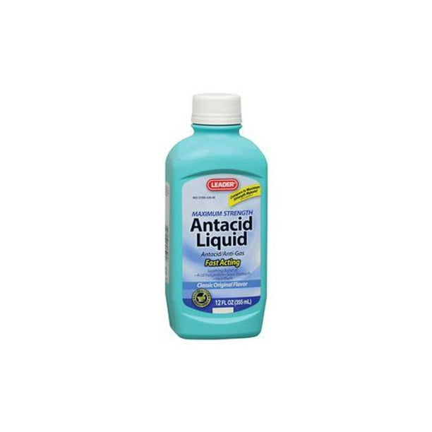 Leader Antacid AntiGas Liquid, Maximum Strength, 12oz