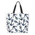 thumbnail image 1 of Disketp Navy Blue Anchor Bolsa Tote Estampada para Mujer, Bolso de Hombro y de Mano para Compras y Viajes, 1 of 8
