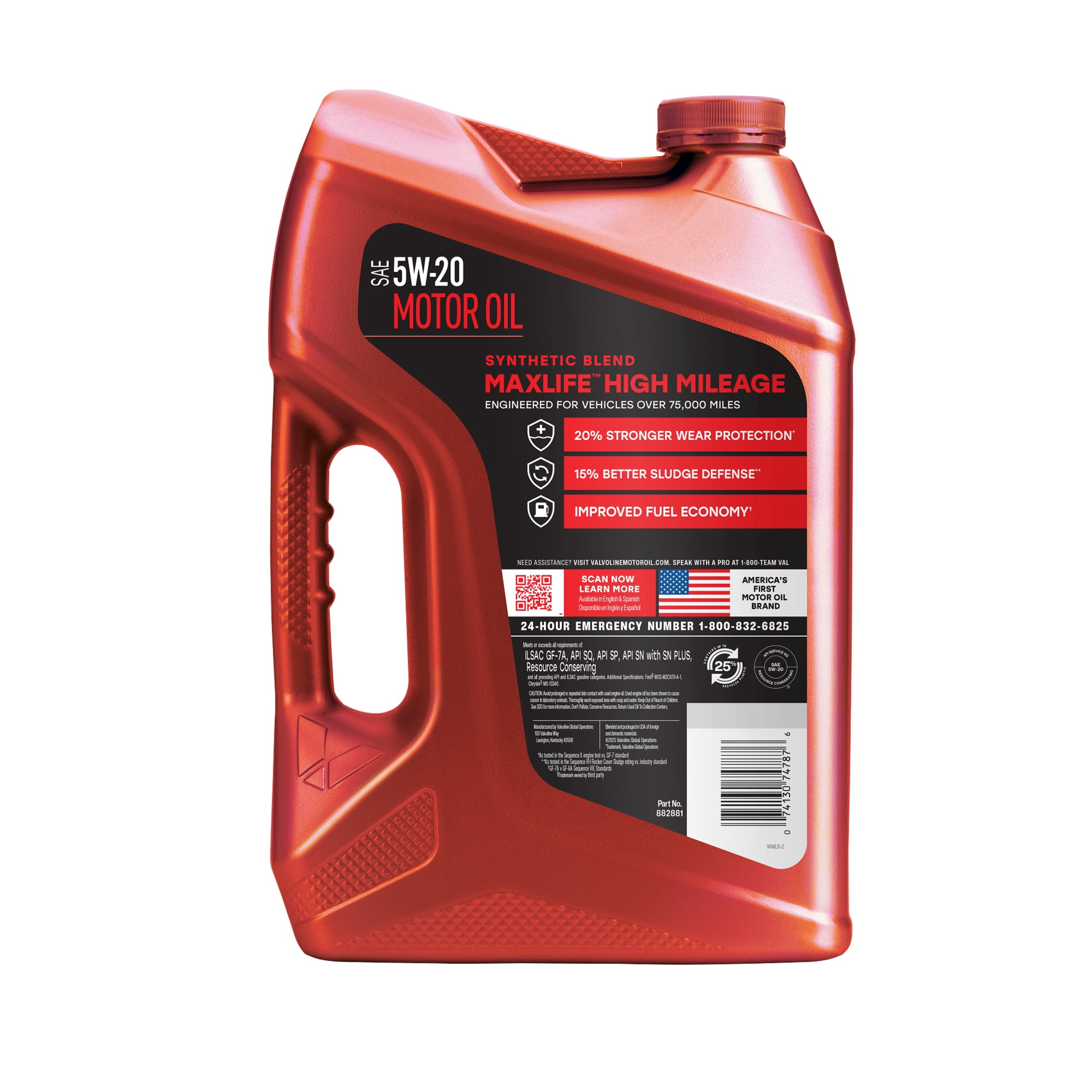 Valvoline MaxLife High Mileage 5W-20 Synthetic Blend Motor Oil 5 Quart