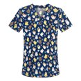 thumbnail image 1 of Camiseta estampada de manga corta con cuello en V, ropa de lavado bucal dental, salón de belleza, hospital de mascotas, médico, enfermera, ropa de trabajo de algodón, 1 of 6
