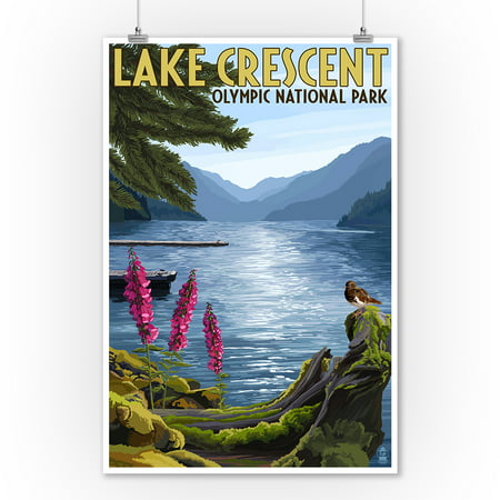 Olympic National Park, Washington - Lake Crescent - Lantern Press Artwork (9x12 Art Print, Wall Decor Travel