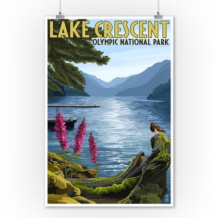 Olympic National Park, Washington - Lake Crescent - Lantern Press Artwork (9x12 Art Print, Wall Decor Travel (Best Parks In Washington)