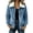 Blue, variant on Cilsoka Women's Faux Shearling Collar Zip-Up Fuzzy Jacket, Soft Plush Short Coat with Pocket, Loose Warm Outerwear for Fall Winter Daily Wear