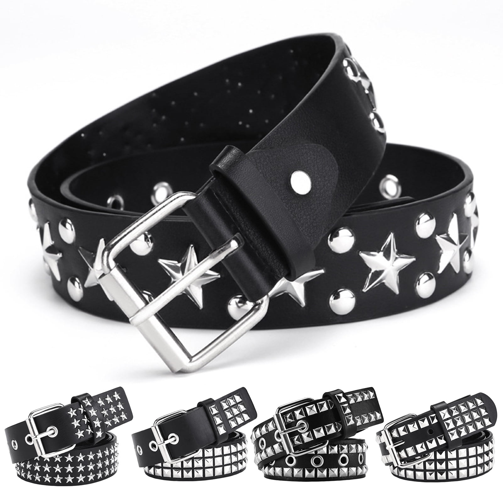 Xinwanna Punk Rock Rivet Belt Studded Belt Grommet Threads Belt