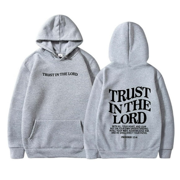 LUOGENLI Women's Fashion Long Sleeve Hoodie with Pocket and Reversible Letter Print Pullover Sweatshirt Womens Hoodies Graphic Vintage Grey Size M