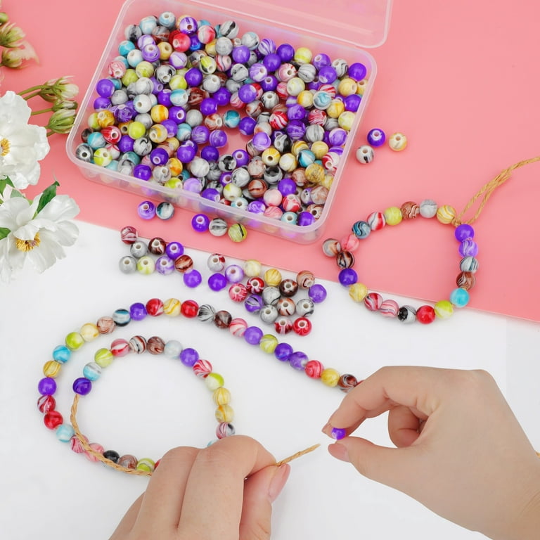 Mix Lot Glass Beads for Bracelet Jewelry Making Flower Swirl Doted Glass Beads  Bulk DIY Dainty Beading Bead Finding 140 Pcs 