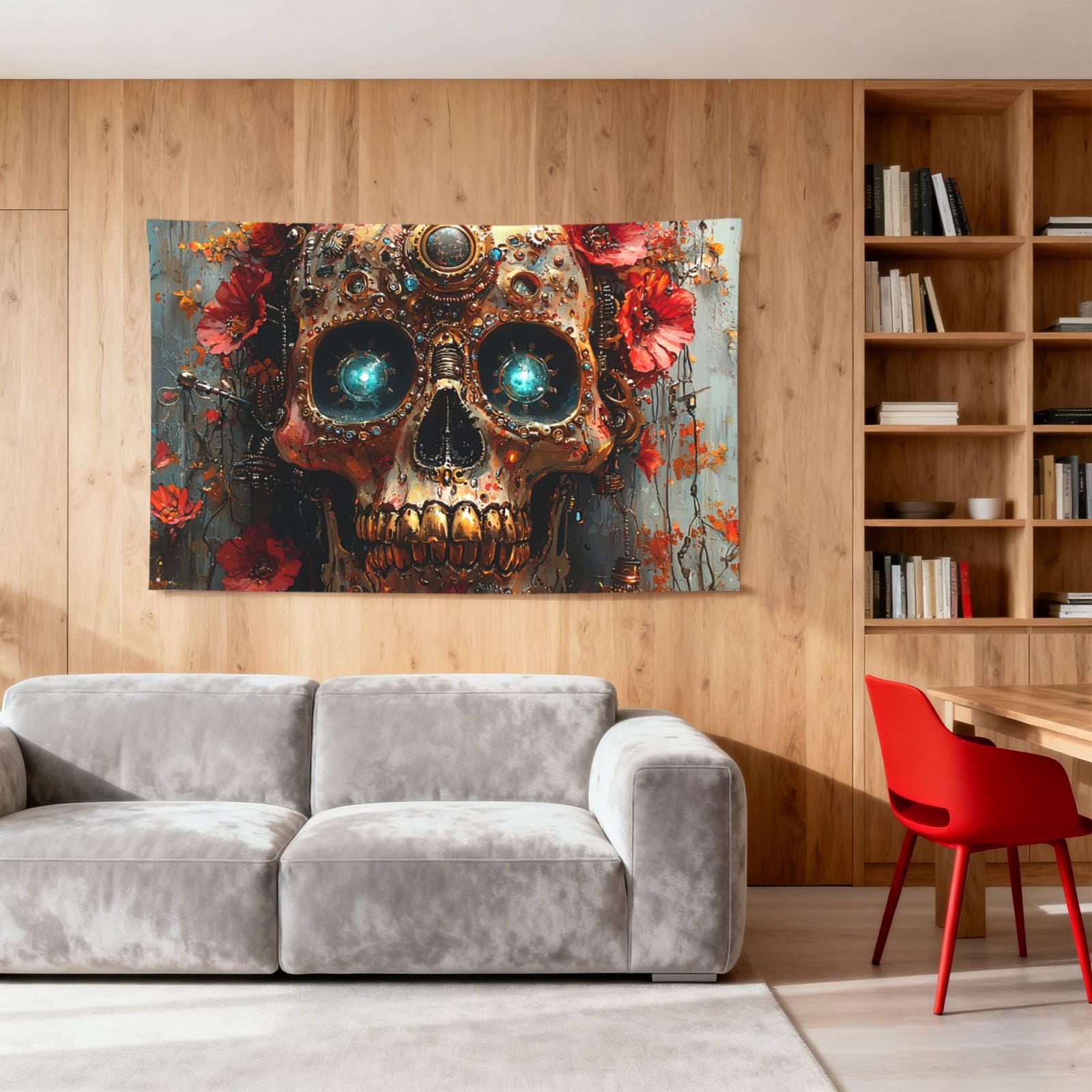 Sugar Skull Steampunk Four Hole Decorated Banner Flag for Garden Yard Home Decoration Indoor Outdoor 4x6 Ft