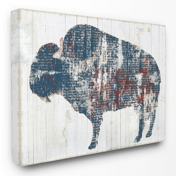 The Stupell Home Decor Collection Red White Blue Bull Distressed Text Wall Art