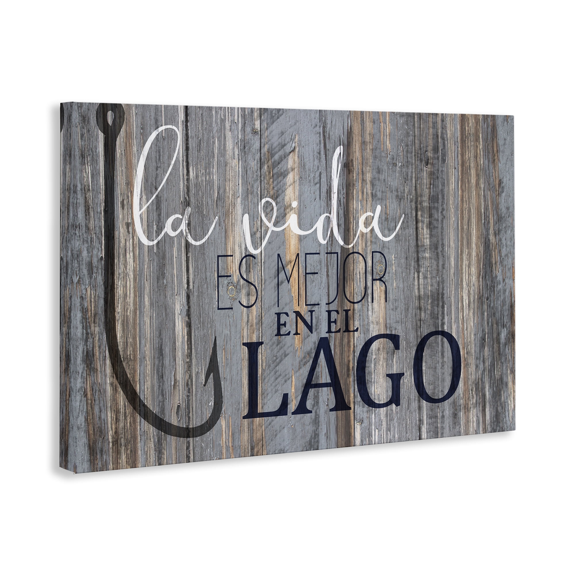 Stupell Industries Mejor en el Lago Azul Inspirational Quotes & Sayings Painting Wrapped Canvas Art Print Wall Art, 45 x 30