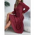 thumbnail image 4 of Women’s Relaxed Fit Long Sleeve Ruffle Detail Shirt Dress Effortless Everyday Tunic Style, 4 of 5