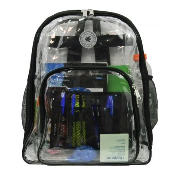 17 in. Deluxe 0.5 Mm Super Heavy Duty Vinyl See Through PVC Clear Backpack - Black