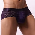 thumbnail image 4 of USNSM Men's Solid Color Large Mesh Comfortable Breathable Low Rise Wide Belt Boxer Briefs Soft Stretch Trunks Purple L, 4 of 6