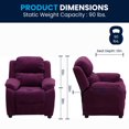 thumbnail image 3 of Deluxe Padded Contemporary Purple Microfiber Kids Recliner with Storage Arms, 3 of 9