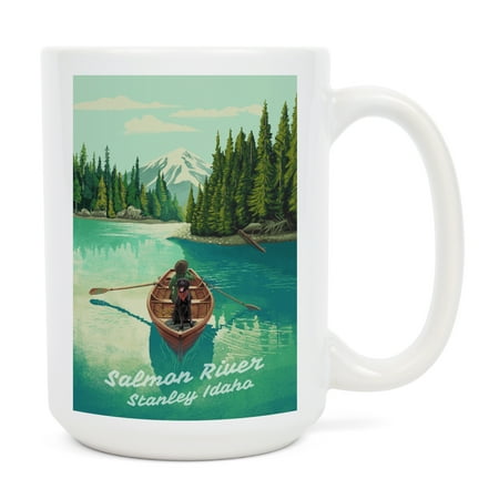

15 fl oz Ceramic Mug Stanley Idaho Salmon River Quiet Explorer Boating Mountain Dishwasher & Microwave Safe