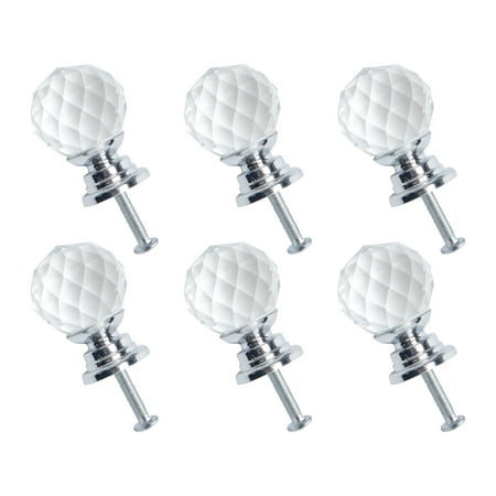 Gold Knobs For Dresser 20mm Dia Crystal Knobs Dresser Door Knobs Pull Handle for Home Office Furniture Cupboard Decorative Silver Color 6pcs ()