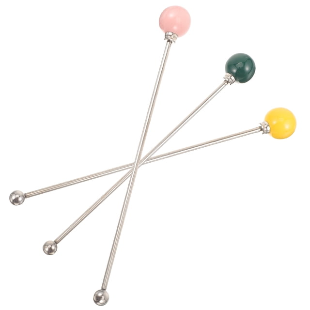 UPOUART 3Pcs Reusable Swizzle Sticks Metal for Cocktail Mixing Assorted Color for Party Hosts
