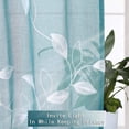 thumbnail image 3 of Haperlare 2 Panels 26"W x 24"L Sheer Kitchen Curtains Leaves Embroidery Cafe Curtains Half Window Curtain Set for Bathroom, Teal, 3 of 7