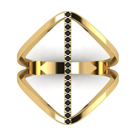 Statement Engagement Ring for Women - 0.09ct Natural Onyx in 18K Yellow Gold Promise Ring