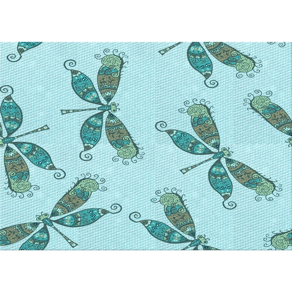Ahgly Company Indoor Rectangle Patterned Electric Blue Area Rugs, 2' x 4'