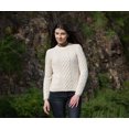 thumbnail image 2 of SAOL Irish Aran Fisherman Tunic Fitted Sweater Wool Blend Women's Crew Neck Cable Knit Pullover, 2 of 8