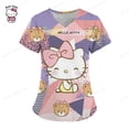 thumbnail image 4 of Camiseta de uniforme para mujer 2023, camisetas de Hello Kitty, uniforme de enfermera, bolsillo, Hello Kitty, cuello en V, ropa para mujer, tops, top de hospital, 4 of 5