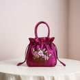 thumbnail image 6 of Ethnic Style Flower Handmade Embroidery Canvas Tote Bag Satin Handbag Stora U9M8, 6 of 8