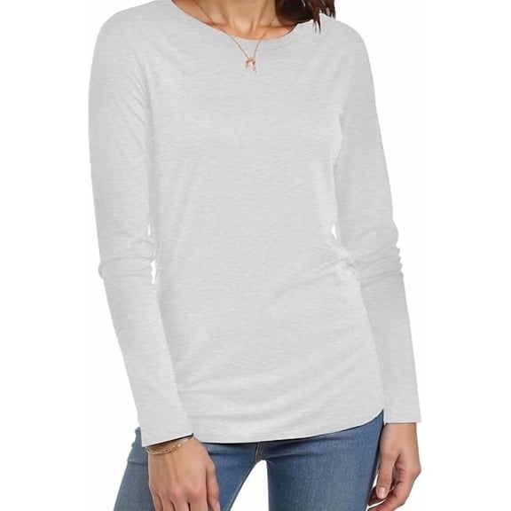 Long Sleeve Shirts for Women Crew Neck Basic Tee Fashion Womens Tops