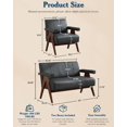 thumbnail image 1 of LAZZO 50" Faux Leather Couch Set, 3-Piece Set with 1 Loveseat and 2 Accent Chairs with Wooden Armrests for Living Rooms & Offices, Black, 1 of 5