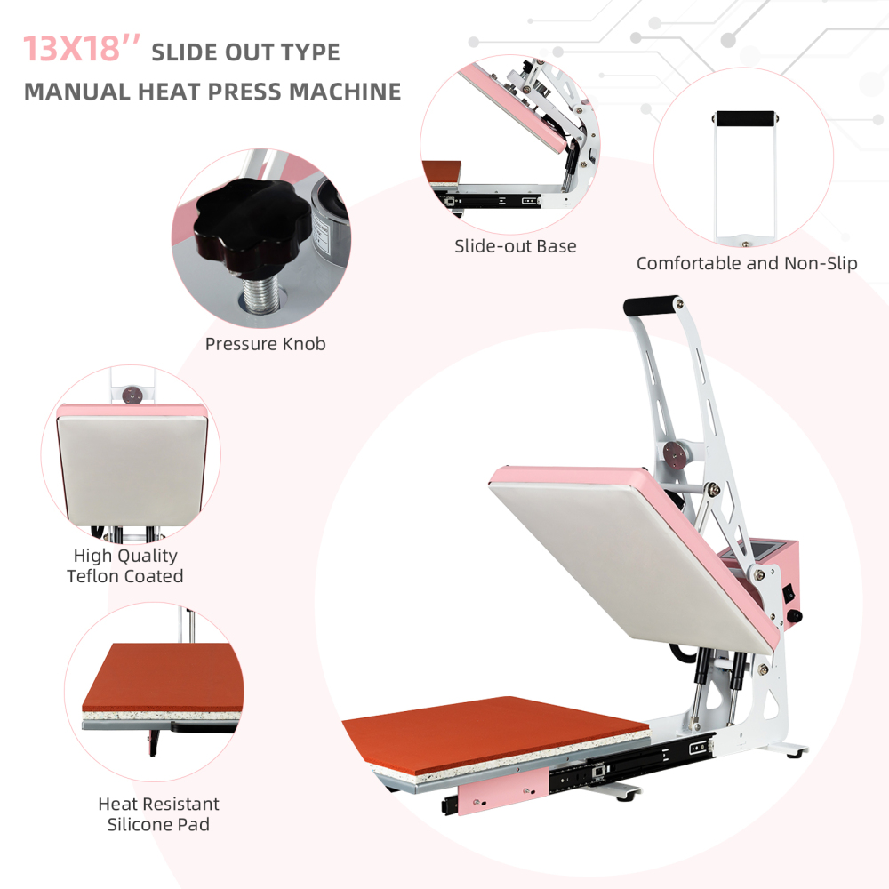 13x18 Semi-automatic Heat Press Machine With Auto Open and Slide-out base