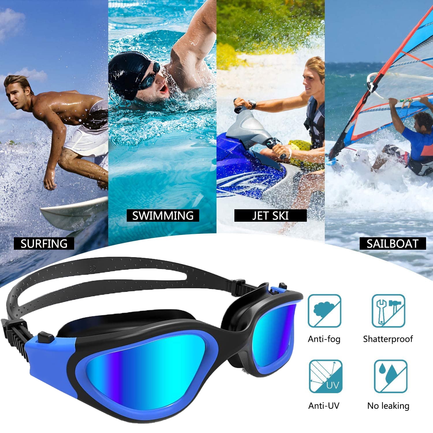 Details about   Clear Comfortable Swimming No Leaking Goggles with UV Anti-Fogging Swim Glasses 