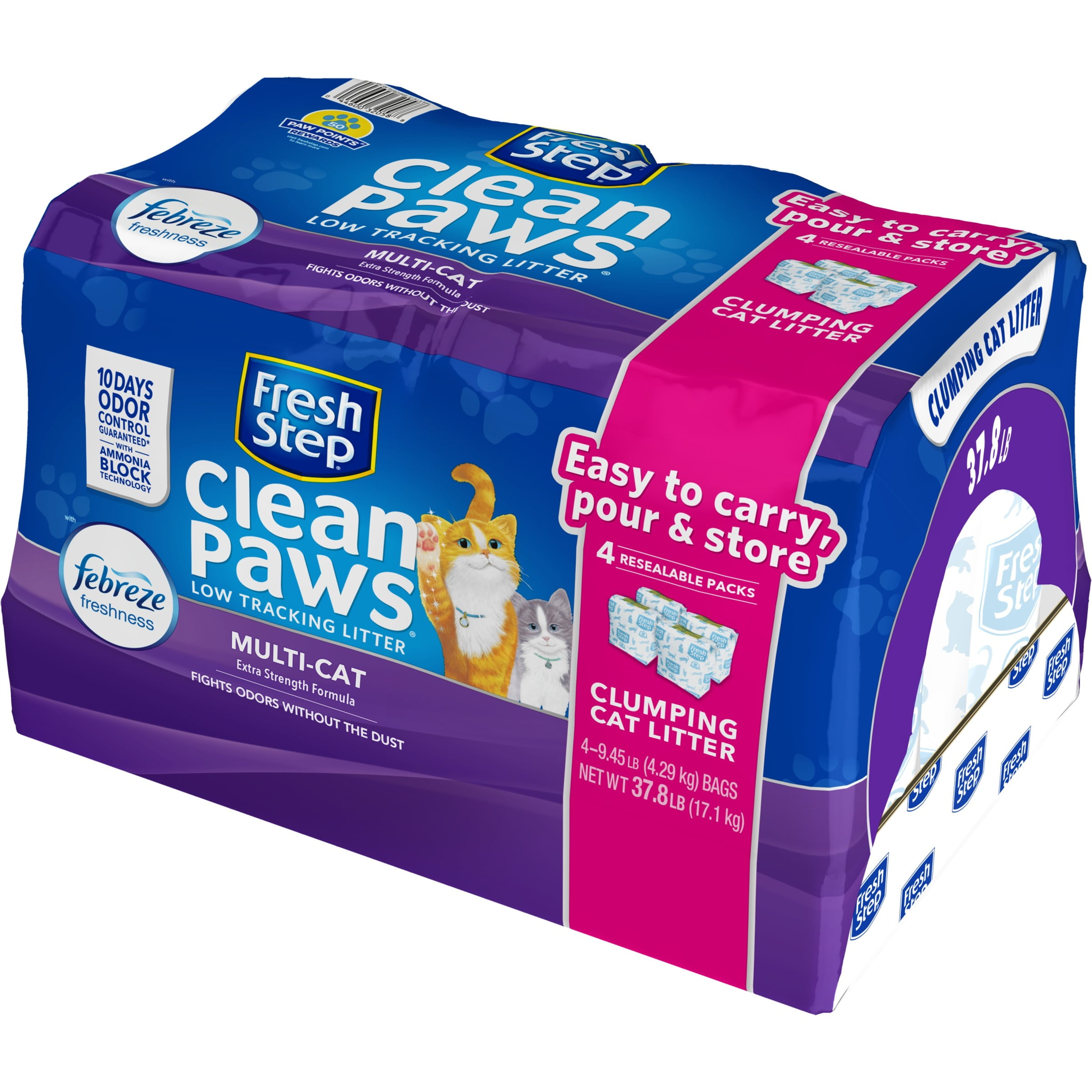 Fresh Step Clean Paws Multi-Cat Scented Litter with Febreze Clumping Cat  Litter, 22.5 lb - Fry's Food Stores