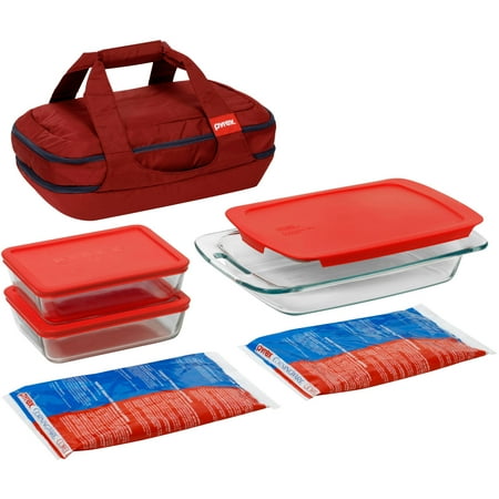 Pyrex 9-Piece Portable Double Decker Set with Carrier, Glass