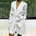 thumbnail image 5 of ZAZYULZ Women's Lapels Business Office Plain Long Sleeve Suit Jacket Slim Fit Shorts 2 Piece Suit Sets(White,M), 5 of 5