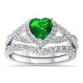 thumbnail image 3 of LaRaso Co His Her Wedding Ring Set 3 Piece TRIO Green Black Silver Titanium Couples Bands 8 12, 3 of 5