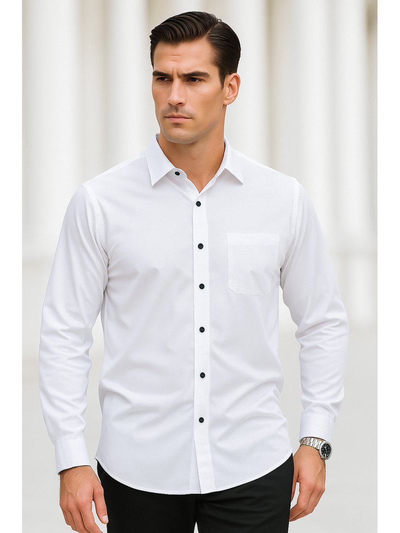 mens 3xl white dress shirt Henry Segal Men's Customizable White Long Sleeve Dress Shirt