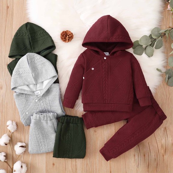 Cethrio Outfit Sets for Baby Girls Cotton Solid Long Sleeve Christmas Gifts Clearance Kids Wine Fall and Winter Clothes Size 9-12 Months
