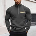 thumbnail image 3 of Men's Quarter Zip Pullover Sweatshirt, Stand Collar Fleece Lined Casual Winter Fall Solid Top with Pocket for Daily Use and Outdoor Leisure,Dark Gray,2XL, 3 of 7