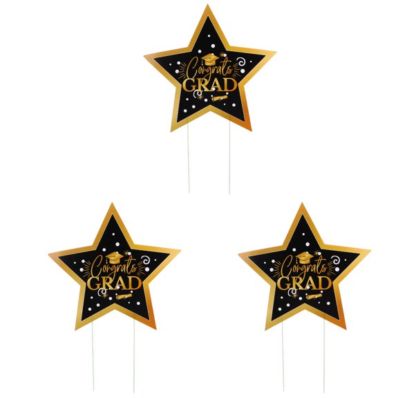 3 pcs Plastic Graduation Garden Yard Signs Outdoor Party Decorative Lawn Sign