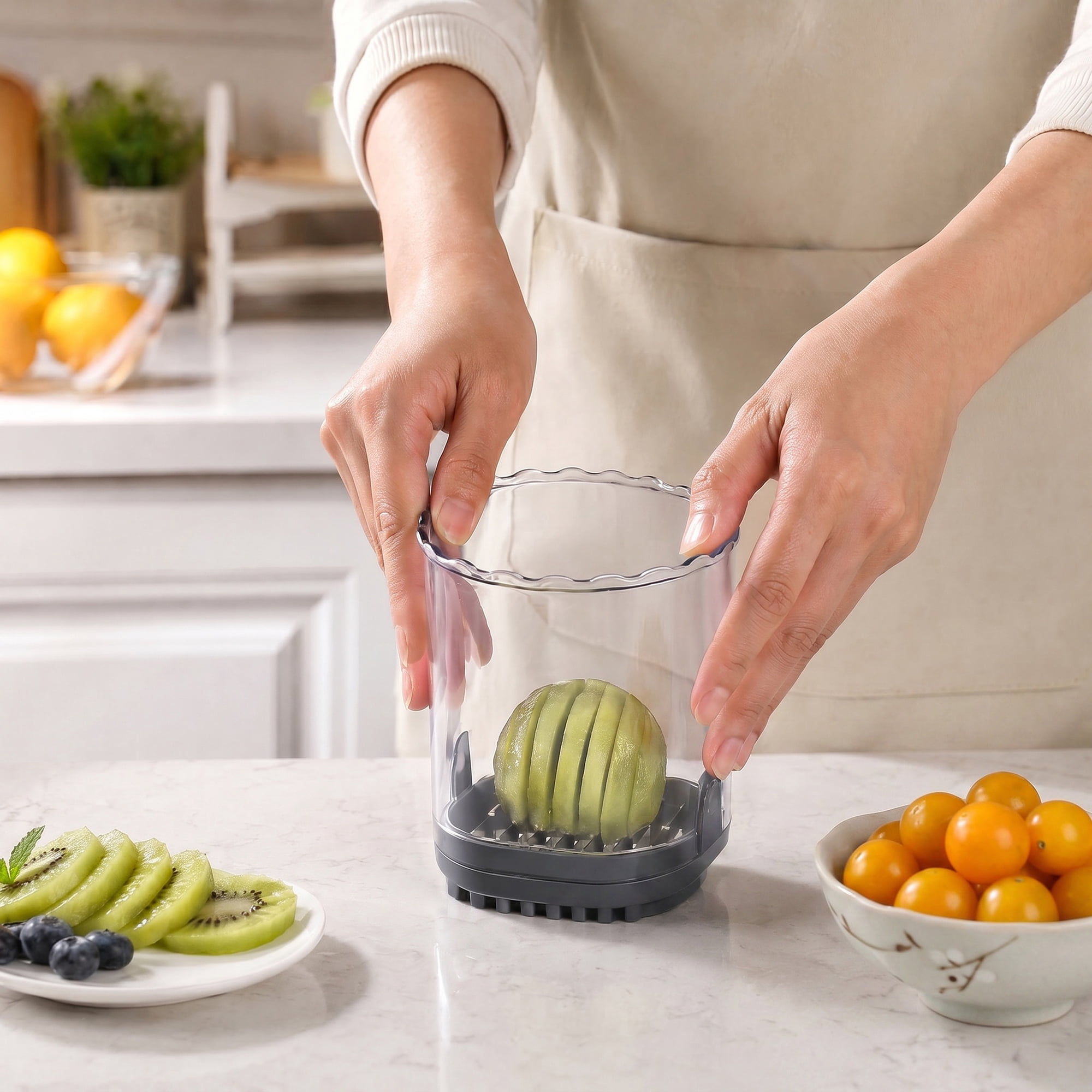 Unique Bargains Vegetable and Fruit Chopper Food Processor Veggie Cutter Black