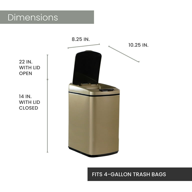 Hanover 9-Liter / 2.3-Gallon Trash Can with Sensor Lid in Gold